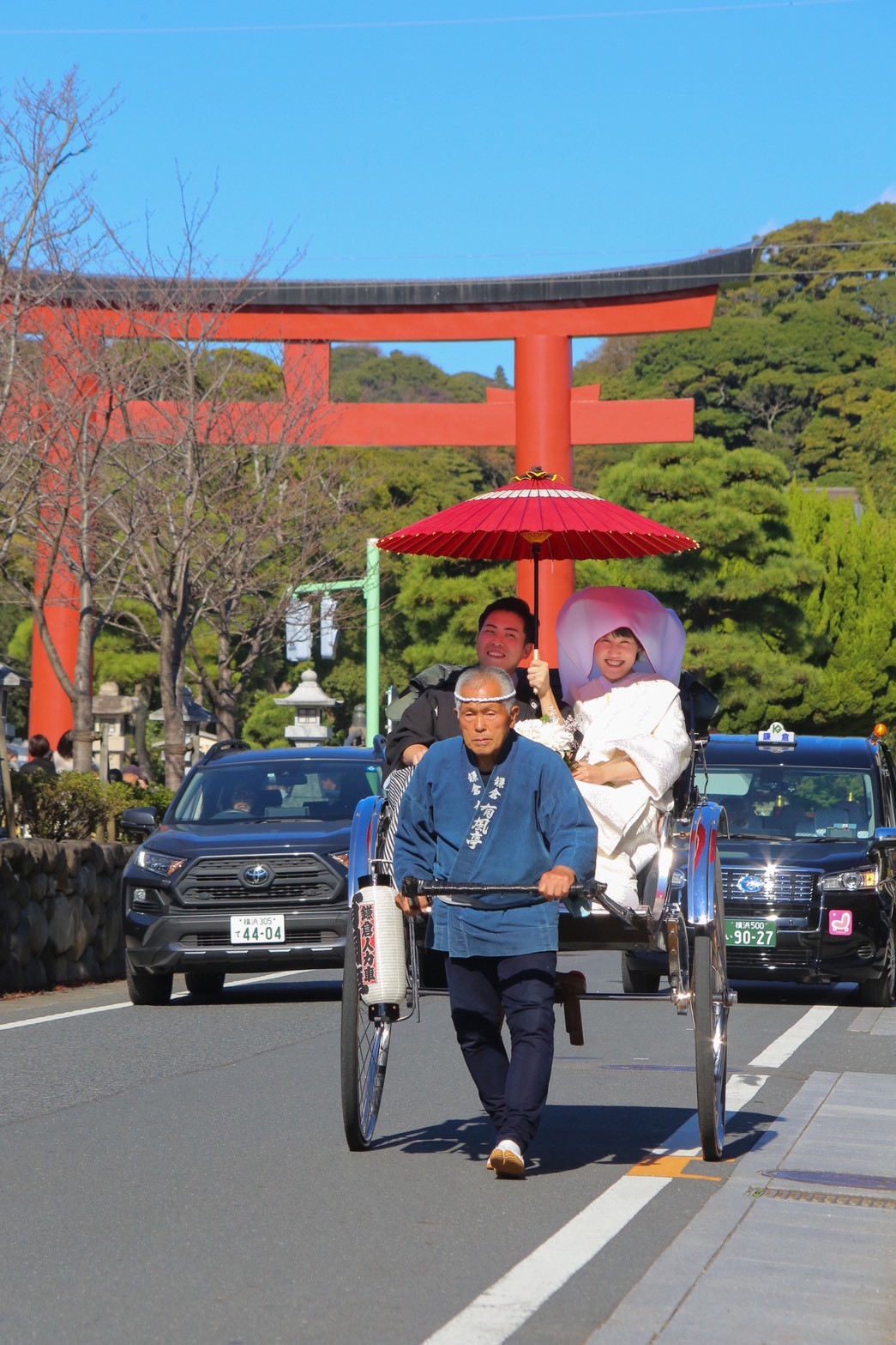 湘南フォトウエディング 鎌倉×人力車×鳥居