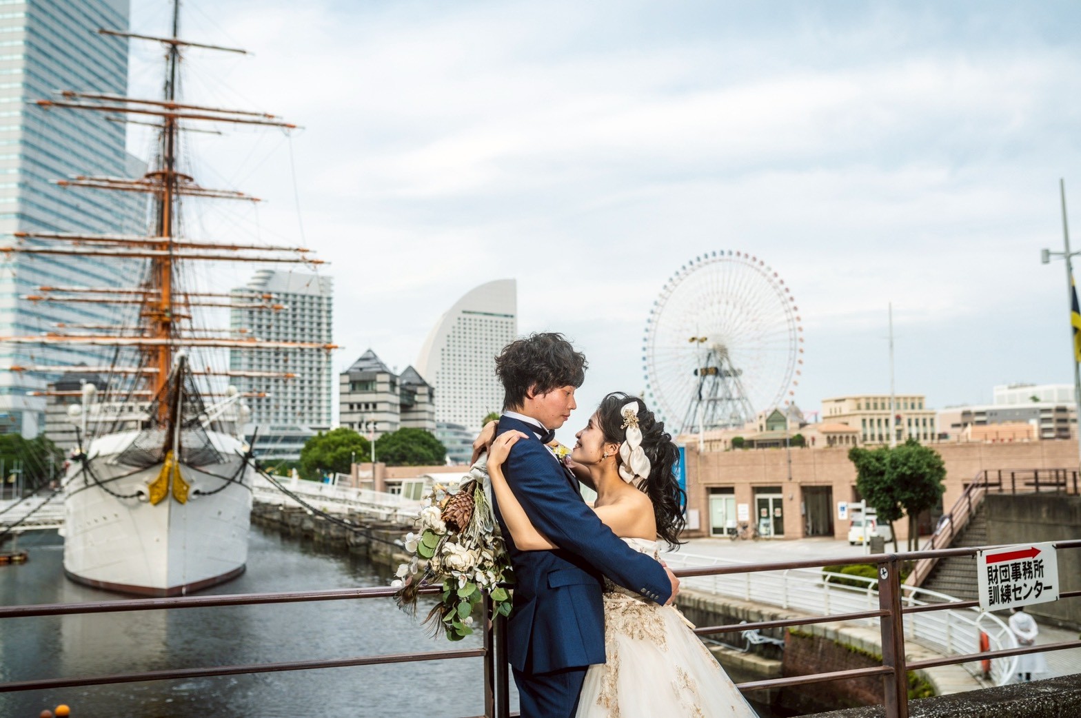 横浜フォトウエディング 観覧車×帆船